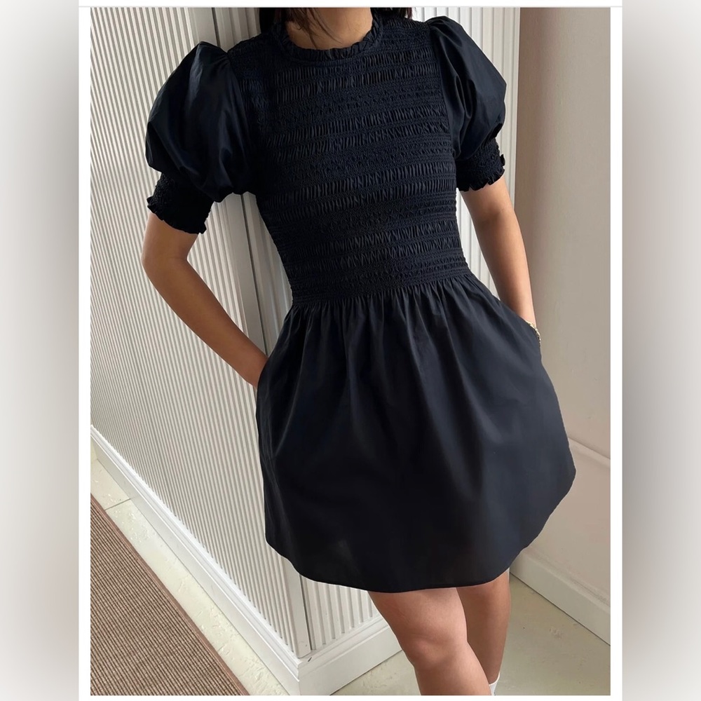 Hill House Home Vivi Nap Dress, mini black cotton, size M